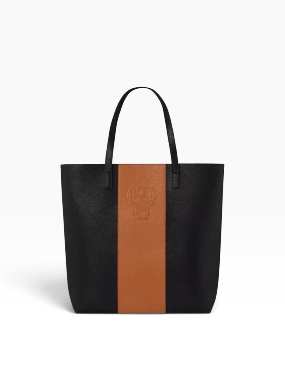 MCM Parfums Black & Tan Cognac Stripe Vegan Leather GWP Tote Bag NWOT